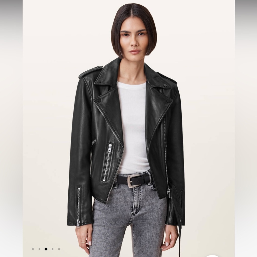 Allsaints Balfern Black Leather Biker Jacket